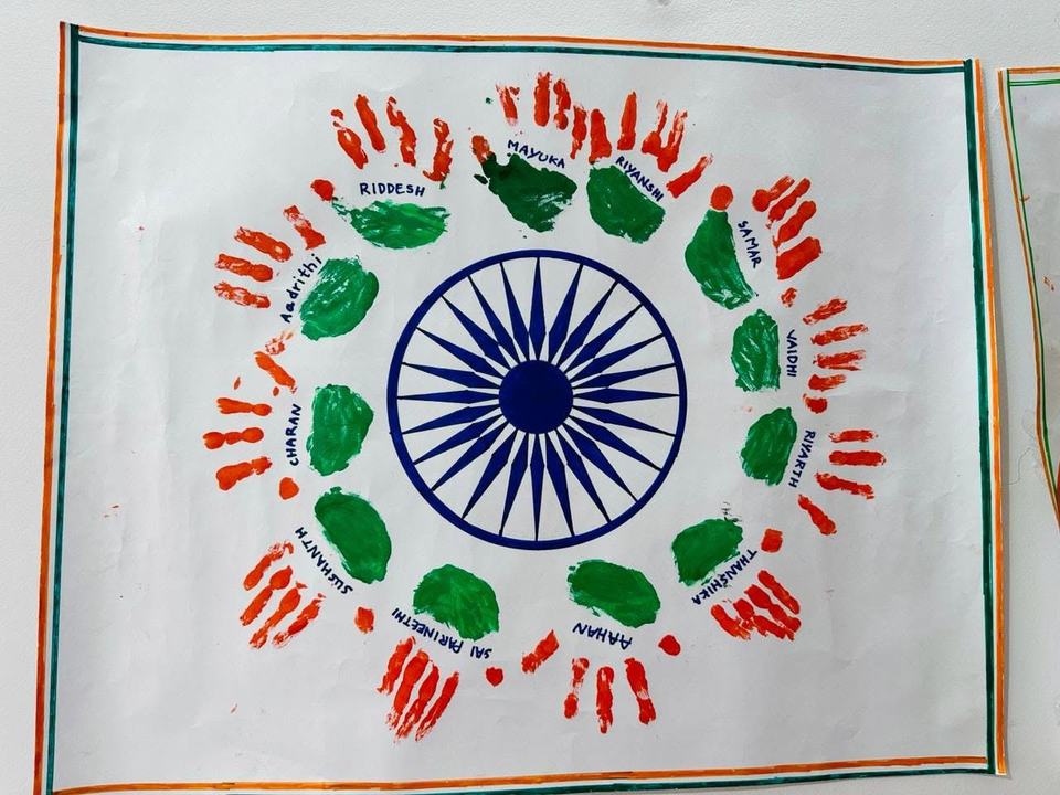 Handprint Indian flag craft
