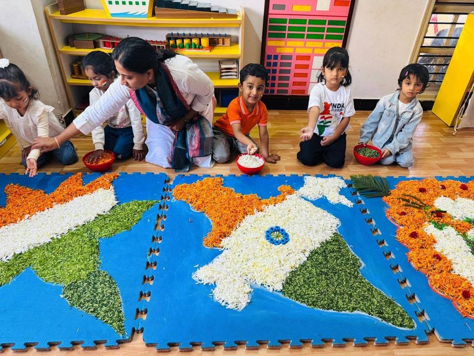 Flower petal collage of the Indian map