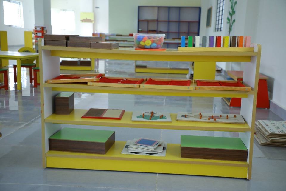 Montessori materials shelf